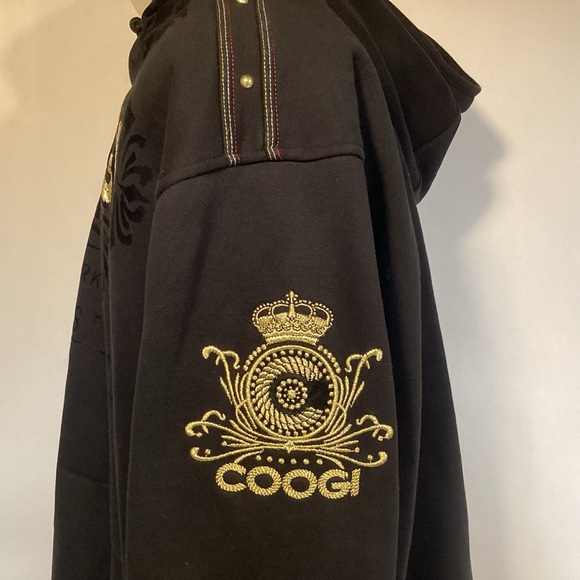 COOGI Black Gold Bling Hooded Jacket Men’s size 3XL Full zip - Picture 7 of 16